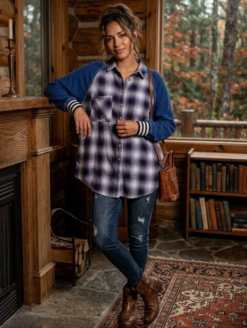 BDG Urban Outfitters Keanu Sporty Varsity Flannel Shirt - Size S